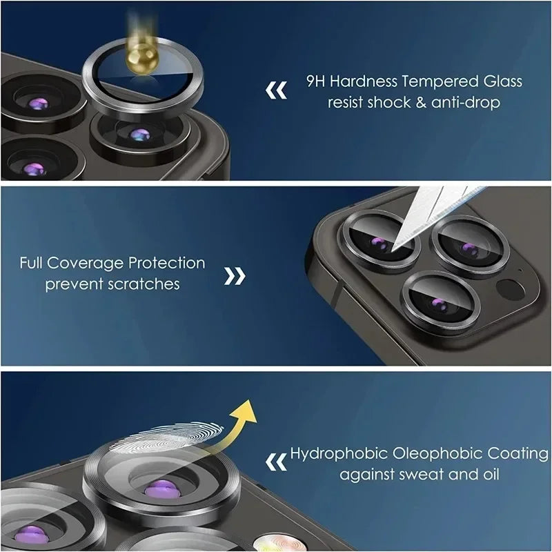 2-3pcs Metal Camera Lens Protector For iPhone 11 12 13 14 15 Pro Max 15 14 Plus 13 12 Mini Camera Glass on iPhone 14 Pro Max